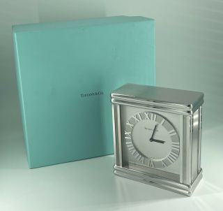 Tiffany & Co.  “atlas” Desk/mantel Clock,  Rhodium Plated