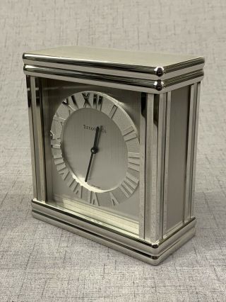 Tiffany & Co.  “Atlas” Desk/Mantel Clock,  Rhodium Plated 2