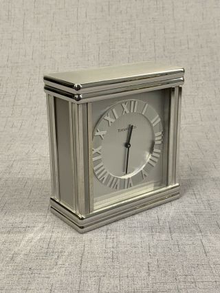 Tiffany & Co.  “Atlas” Desk/Mantel Clock,  Rhodium Plated 3