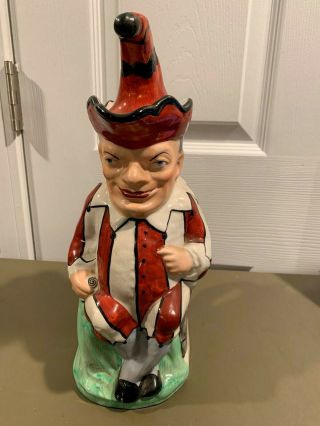 Very Rare Staffordshire Toby Mug Jug " Mr.  Punch " Jester 11 Inches