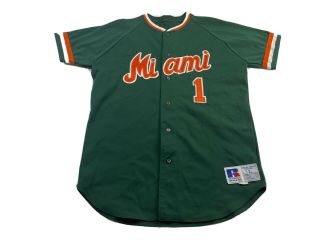 Vintage Miami Hurricanes Baseball Jersey Men’s Size Large Russell Athletic