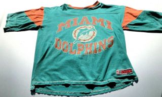 Vintage Miami Dolphins T - Shirt Size L 1996 Green Orange