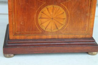Vintage Old German Made Desk Alarm Clock With Gong Wooden Corpus Marquetry 3