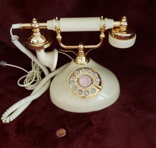 Antique Vintage Rotary Dial Analog Phone Gold Brass French Victorian Pillow Desk