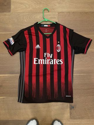 Ac Milan Adidas 2016 - 2017 Home Football Soccer Jersey Suso 8 Size S