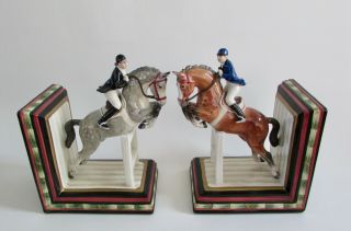 Vtg Fitz & Floyd Classics Equestrian Horse Jumping Book Ends