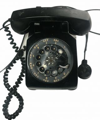 Vintage 1959 Western Electric Black Rotary Desk Phone Metal Dial