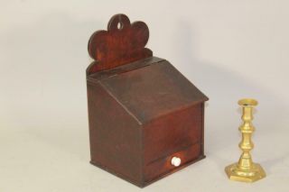 A Fine 19th C Pa Hanging Spice Box - Salt Box In Walnut Best Tulip Shaped Crest