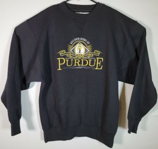Vtg Purdue Boilermakers Crewneck Sweatshirt Mens Sz M 90s Pete Ncaa Black Team