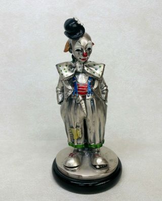 Mida Italy Sterling Silver Clown Figurine Hand Painted 10  Height