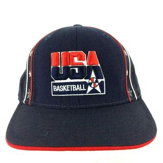 Dream Team Usa Basketball Hat Olympic Spell Out Logo Nba Reebok Cap Fitted 7 1/8