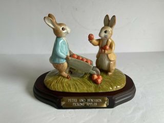 John Beswick Peter And Benjamin Picking Apples Beatrix Potter Figurine Ltd Ed