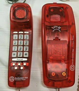 Southwestern Bell Freedom Phone W/ Caller Id Clear Red Transparent To See Inside