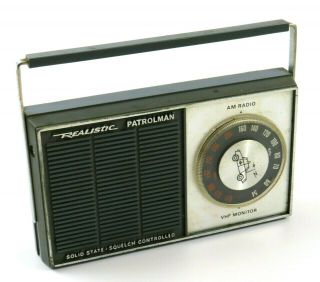 Vintage Realistic Am/vhf “patrolman” Transistor Radio (12 - 629) For Parts/repair