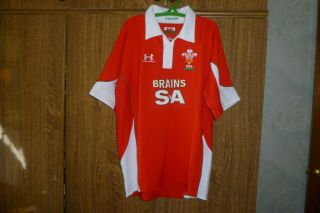 Wru Wales Rugby Union Under Armour Shirt Jersey Home 2008/2009/2010 Red Size L