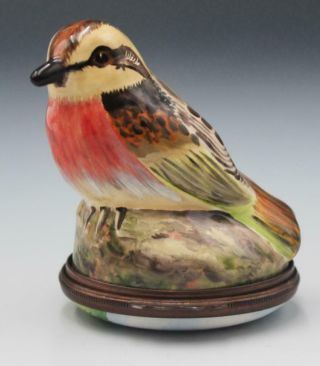 Vintage Bilston & Battersea Halcyon Days Enamel Figural Bird Box England