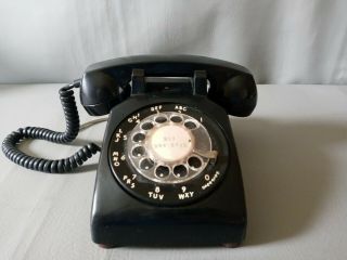 Itt Kellogg Vintage Model 500 09 Rotary Dial Black Desk Telephone Dated 2/1975