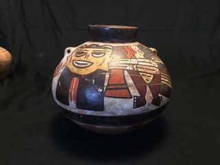 A Rare Pre Columbian Mayan Polychrome Painted Pot Vessel Nazca Repaired