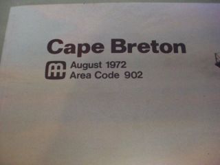 1972 Cape Breton Nova Scotia Telephone Book Phone Yellow Pages Advertising