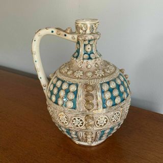 Antique Fischer Budapest Jug - Ewer Urn Vase - Porcelain Pottery Hungary Herend