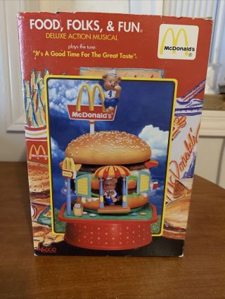 Vintage 1991 Mcdonalds Deluxe Action Musical Enesco Small World Of Music W/ Box