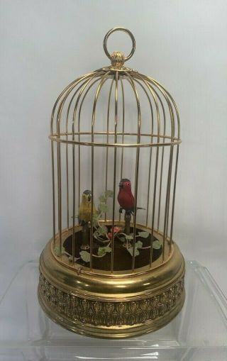 Singing 2 Birds In Cage Music Box Automaton