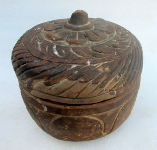 1800 ' s Antique Old Rare Sand Stone Hand Carved Mughal Kitchen Bread Chapati Box 6