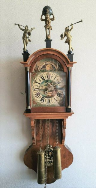 Warmink Dutch Wall Clock Friese Tailed Vintage 8 Day Chain Driven Moonphase