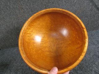 CONTEMPORARY signed HUNECK BIRDSEYE WOOD BOWL with CARVED DOG FEET 3