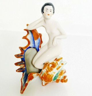 Vintage Porcelain Vibrant Bathing Beauty Made In Germany Figurine Mermaid Deco