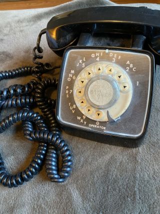 Vintage Gte Automatic Electric Black Rotary Dial Phone 1974 Model 8 Prop 70s