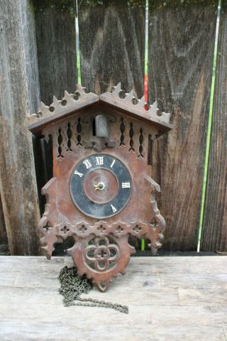 Early German Black Forest Carved Cuckoo Clock W/wooden Plate Movement