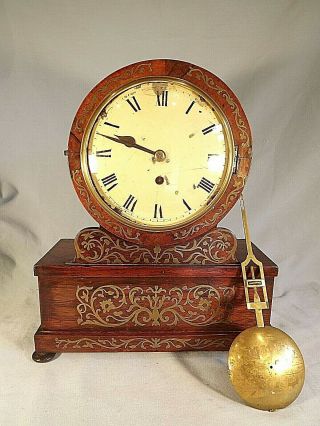 Regency Inlaid Brass Rosewood Fusee Bracket Clock For Restoration.