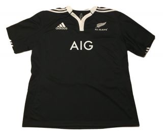 Adidas All Blacks Rugby Jersey Black Mens Sz 2xl Black/white Euc