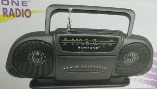 Rare Vintage Suntone Mini Portable Boom Box Am/fm Radio Model Rr2500