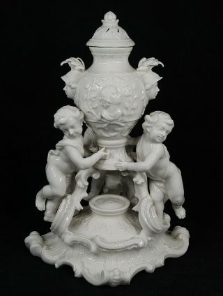 Nymphenburg Germany Porcelain Sculpture Figural Potpourri Dish Putti With Urn