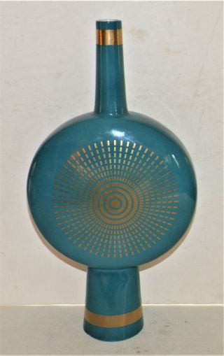 Jonathan Adler Vase Dark Turquoise Stoneware 12 " Bud Vase