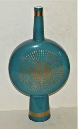 Jonathan Adler Vase Dark Turquoise Stoneware 12 
