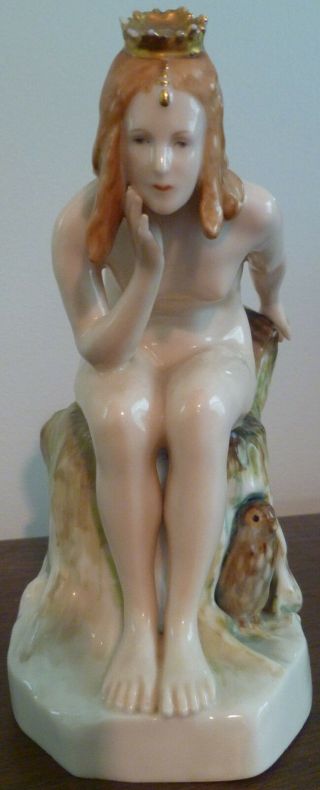 Karl Ens Porcelain Nude Woman On Tree Stump Lady German Figurine Goddess? Rare? 3