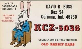 Cb Radio Qsl Postcard Kcz - 5038 Comic David Buss 1970s Corunna Indiana