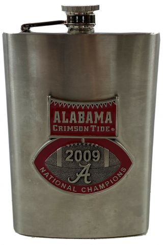 Rare Alabama Crimson Tide 2009 Football National Champions Pewter Flask Silver