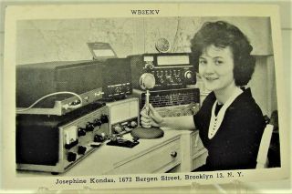 1964 Qsl N.  Y.  Postcard Radio & Woman Operator Josephine Kondas,  Wb2ekv Brooklyn