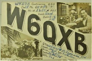 1948 Real Photo Postcard Qsl W6qxb Radio & Operator Al Sargent Inglewood Calif
