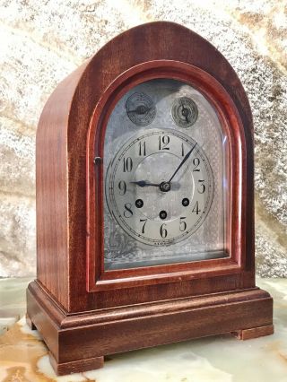 Antique Germany Gustav Becker Strike Key Wound Bracket Clock,  With Walnut Case