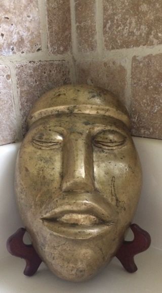 Bronze Olmec Style Funeral Mask Xtra Big And Heavy Mexico Xtra Heavy