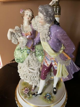 dresden figurine volkstedt lamp muller dancing couple 3