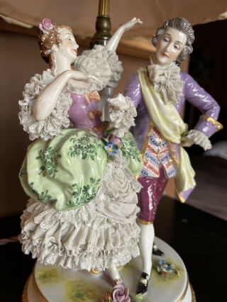 dresden figurine volkstedt lamp muller dancing couple 4