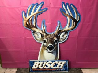1997 Busch Beer Big Buck Metal Sign Die Cut Embossed 36 " X 29 "