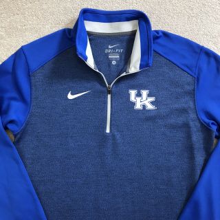 Nike Dri - Fit University Of Kentucky Wildcats 1/4 Zip Blue Pullover Size S L/s