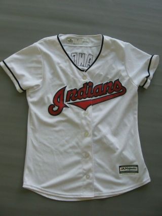 Cleveland Indians Terry Francona 27 Majestic Button Jersey Womens Small White